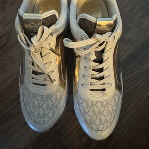 Michael Kors Cream and Gold Athletic Shoes